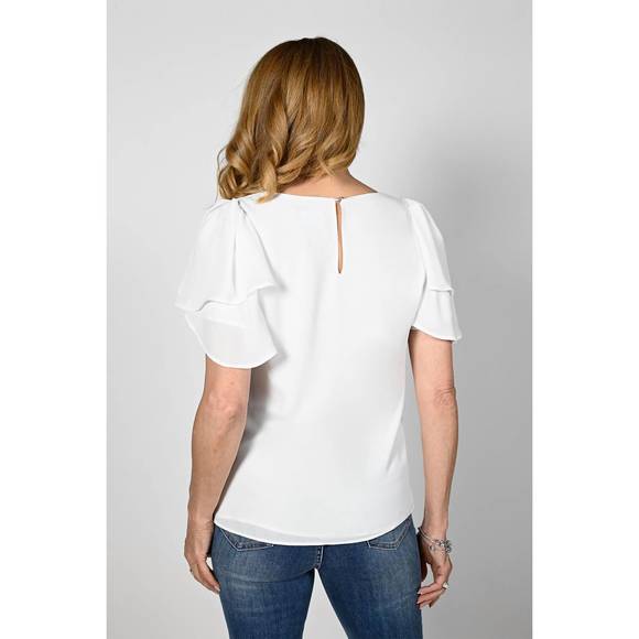 NEW FRANK LYMAN flutter sleeve shell top in off white - Picture 2 of 2